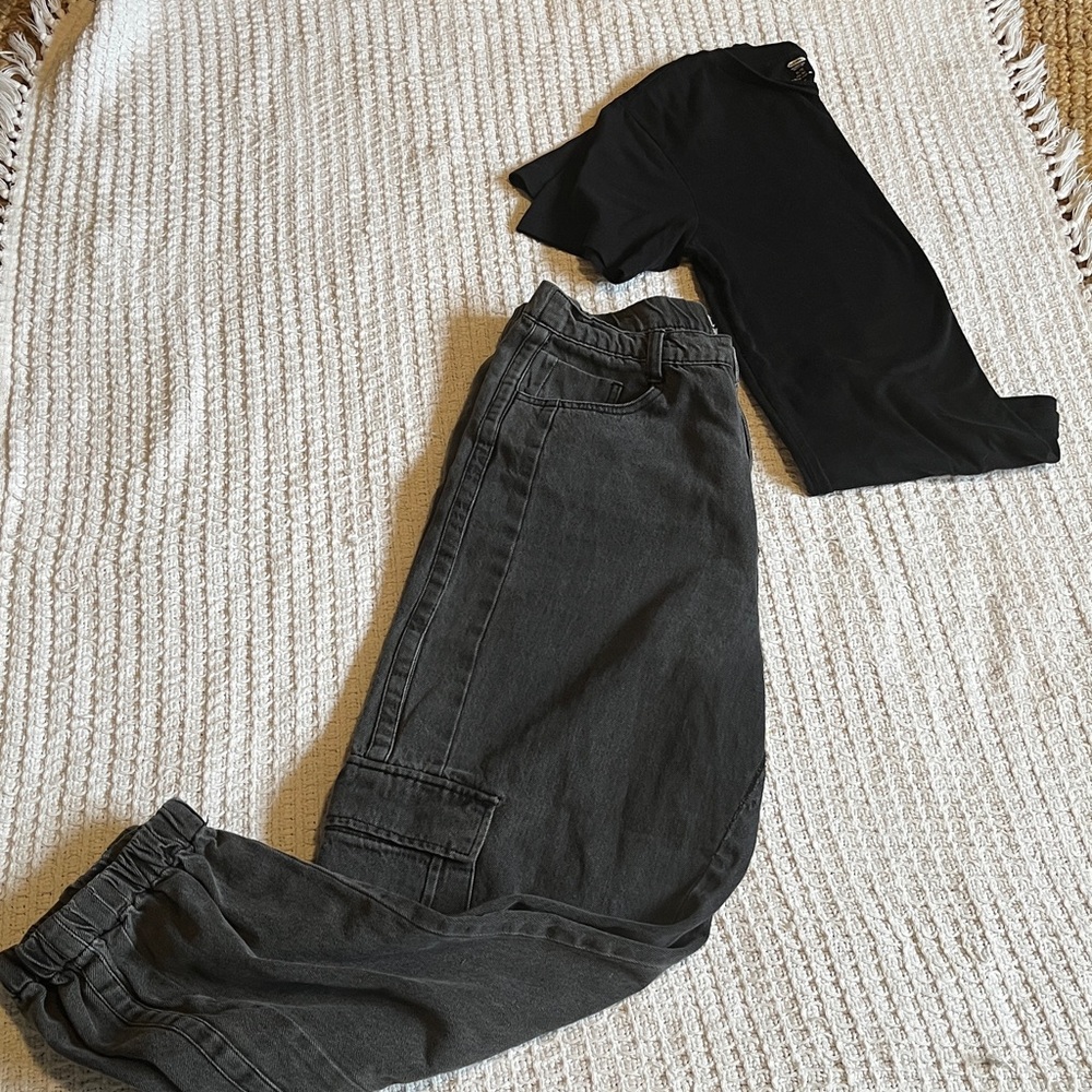 forever 21 grey jogger jeans cargo denim pants